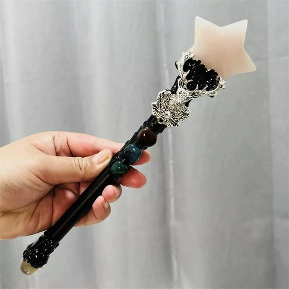 MATROOY 9"+ Natural Rose quartz Five pointed star Magic stick Quartz Crystal Reiki 1PC