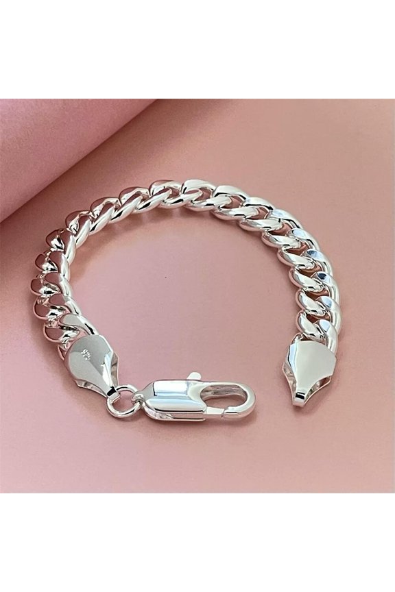 925 Silver Filled Cuban Link Chain Bracelet Bangle For Men's Jewelry