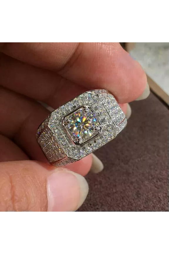 925 Silver Filled Shiny Crystal Zircon Rings Women Men Fashion Jewelry-7