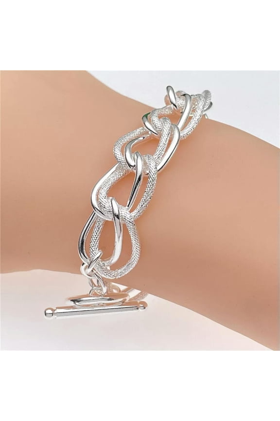 925 Silver Filled Twist Rope Bracelet Bangle Womens Men Charm Bracelet