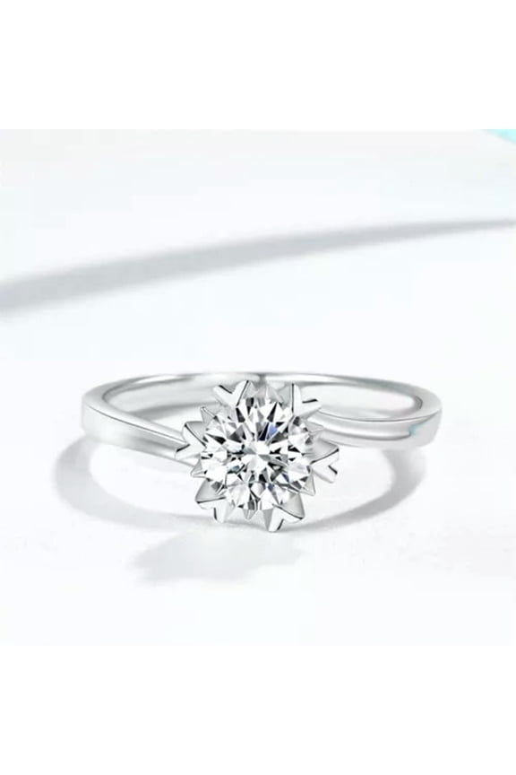 925 Silver Snowflake Rings 1 Carat Natural Zircon Womens Wedding Rings-7
