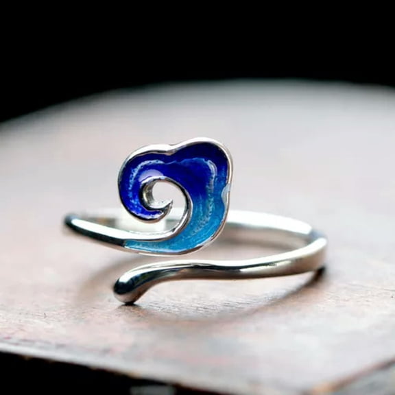 MATROOY 925 Sterling Design Silver Band Men Women Lucky Enamel Clouds Ruyi Open Ri