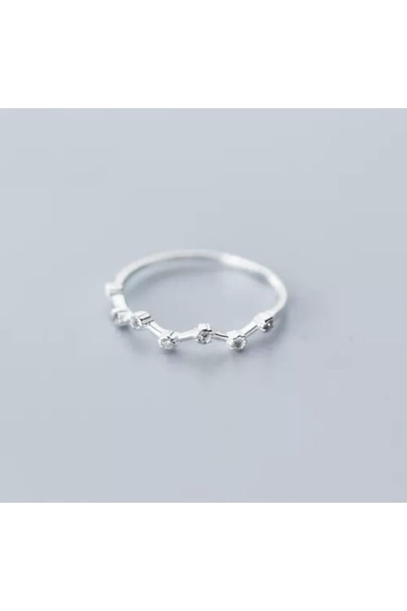 925 Sterling Silver Big Dipper Star CZ Thin Band Pinkie Thumb Ring A3381-7