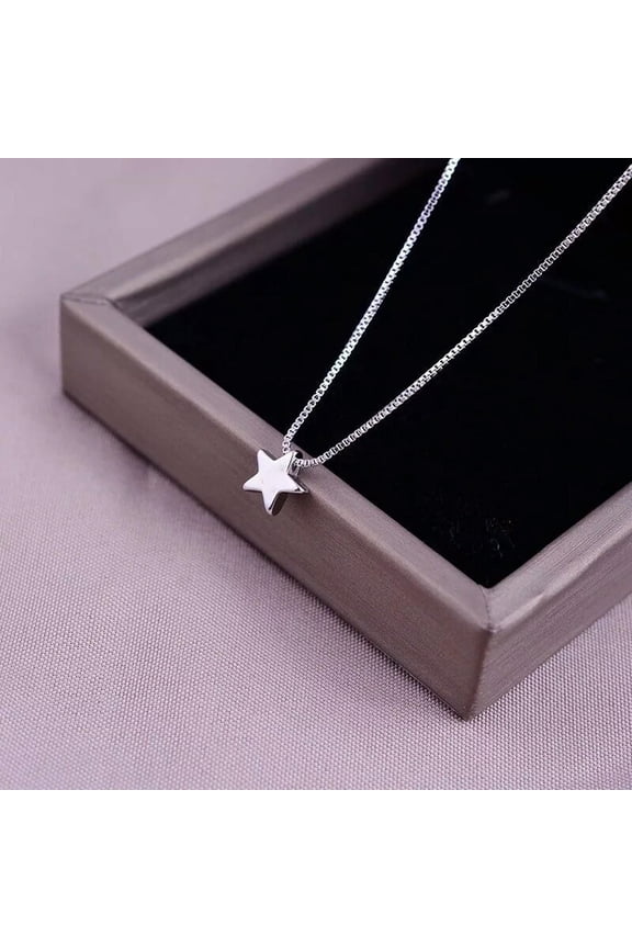 925 Sterling Silver Necklace Lovely Star Pendant Chain Womens Jewellery Gift