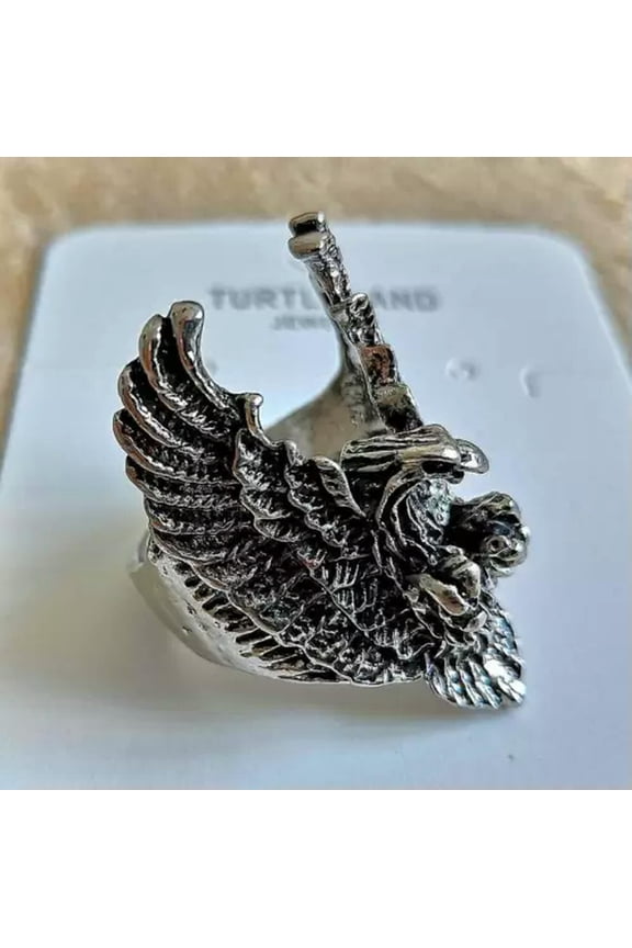 925 Sterling Silver New Fashion Eagle Hawk Wedding Engagement Ring Size 11