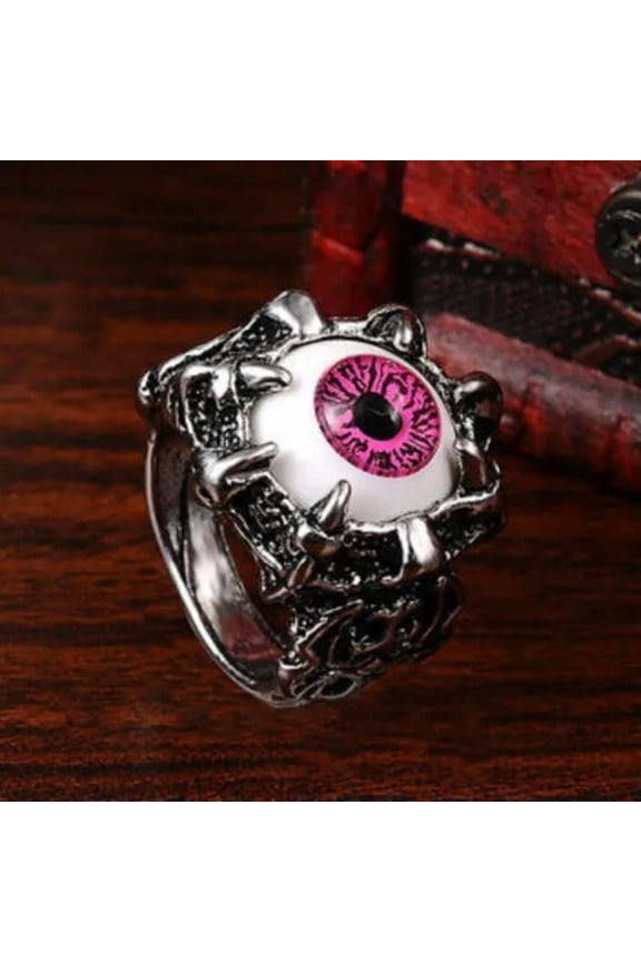 925 Sterling Silver New Fashion Punk Rock & Roll Biker Evil Eyeball Ring Size 10