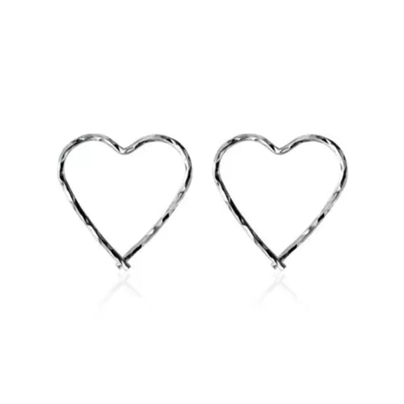 MATROOY 925 Sterling Silver Simple Heart Hoop Earrings A1224