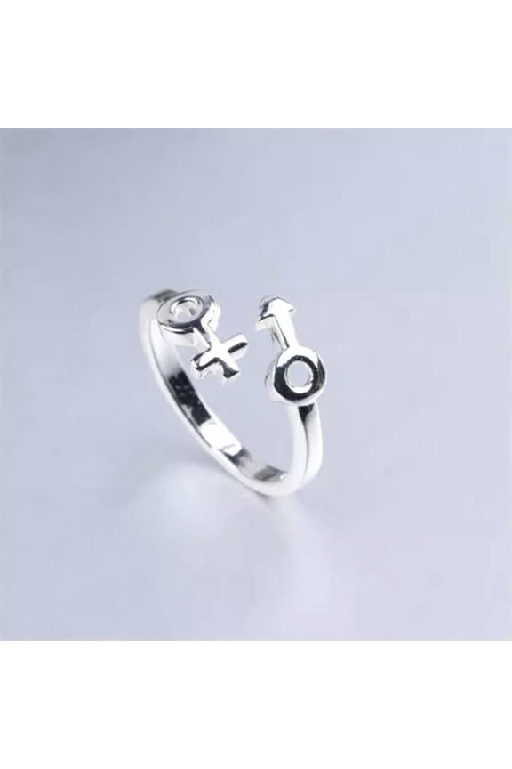 925 Sterling Silver Symbol-Shape Open Ring Women's Silver Hand Jewelry Wholesale-Silver-Adjustable
