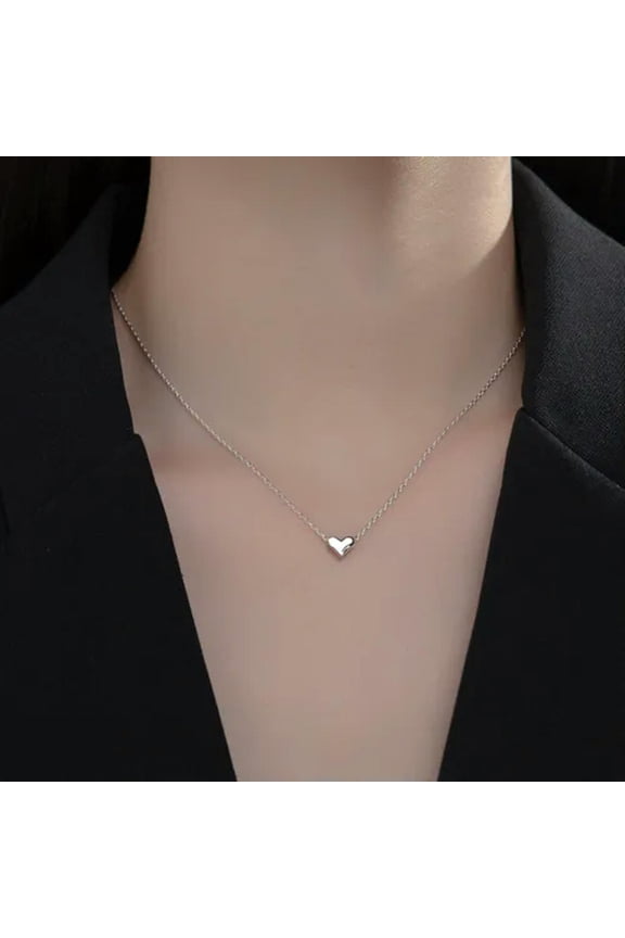 925 Sterling Silver TINY Flat Heart Pendant Necklace Gift A2385