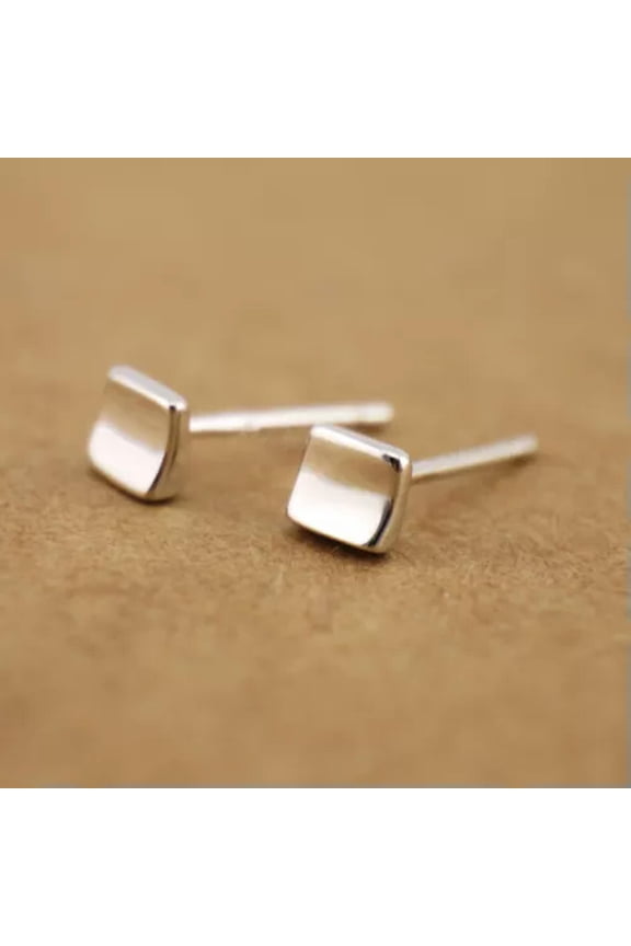 925 Sterling Silver TINY Square Stud Earrings A1161