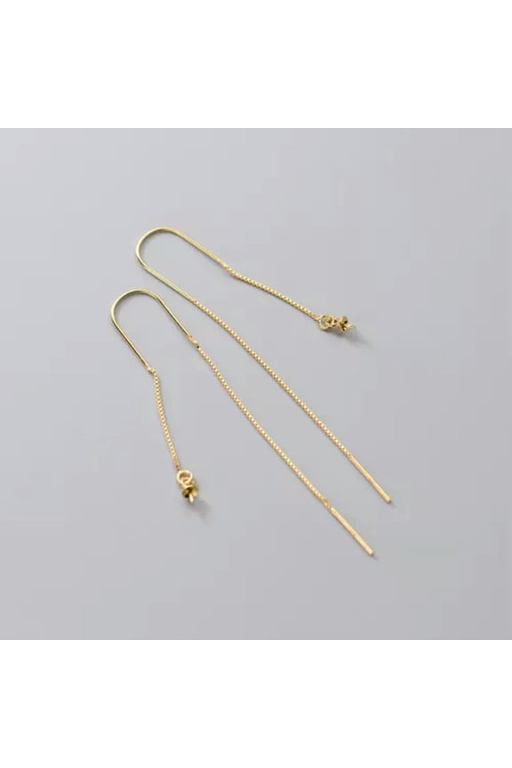 925 Sterling Silver Threader Ear Thread Earrings with Peg Cap DIY Findings F0591-Gold-1 pair