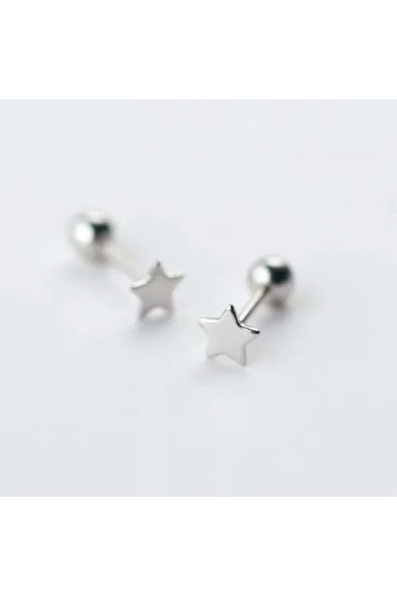925 Sterling Silver Tiny Star Screw Back Helix Tragus Stud Earring A1126-2 earrings - 1 pair
