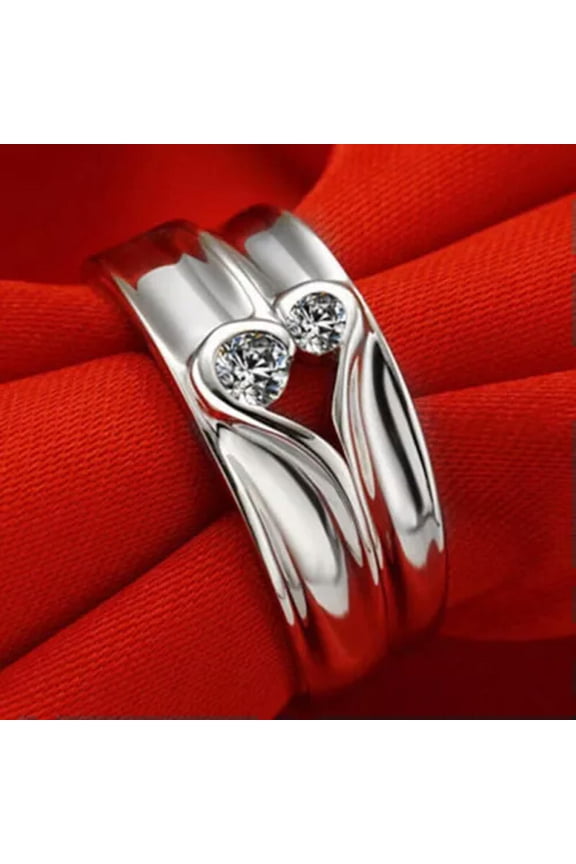925 Sterling Silver kiss on the promise Adjustable Ring Couple's Promise Rings