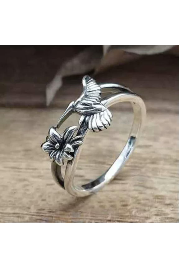 925Sliver Plated Retro Animal Open Ring Finger Ring Jewelry Adjustable Wholesale-17.Bird Ring