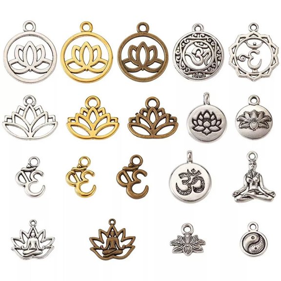 MATROOY 95pcs/box Mixed Lotus Flower Alloy Pendants Charms for Jewelry Accessory