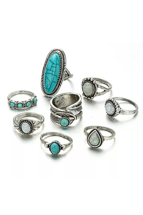 96pcs Wholesale Lots Fashion Jewelry Mixed Turquoise Silver P Lady's Rings