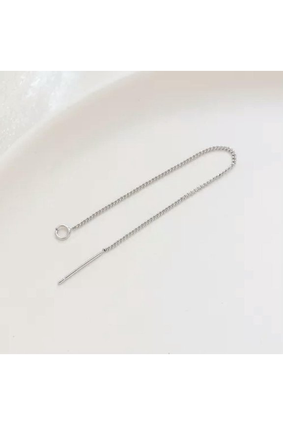9MM Tassel Chain Earrings Copper Chains Ear Lines Chains Jewelry Accessories-Silver