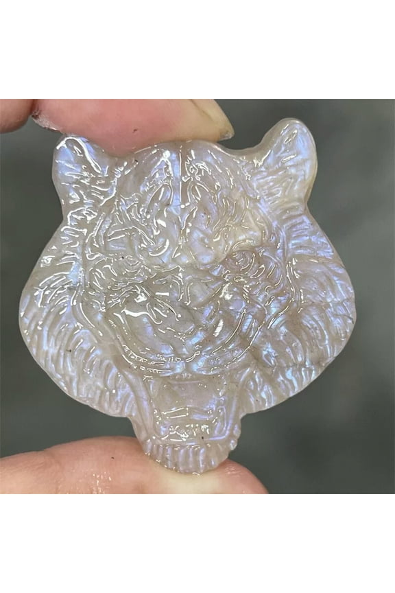 A++ Natural Moonstone Tiger Skull Quartz Crystal Skull Pendant Healing Gem 1PC