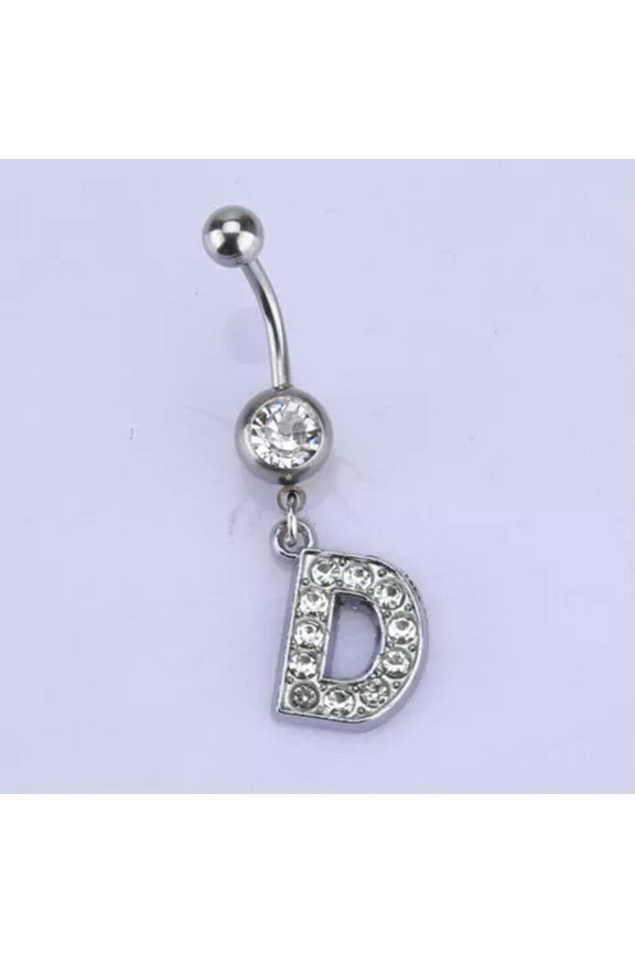 A-U Alphabet Anti-allergic Charm Navel Belly Button Ring Body Piercing Jewelry-D
