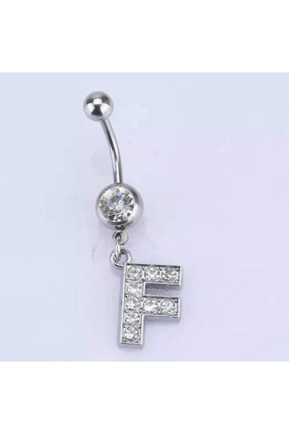 A-U Alphabet Anti-allergic Charm Navel Belly Button Ring Body Piercing Jewelry-F