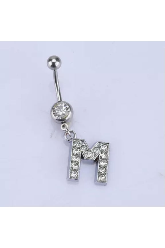 A-U Alphabet Anti-allergic Charm Navel Belly Button Ring Body Piercing Jewelry-M