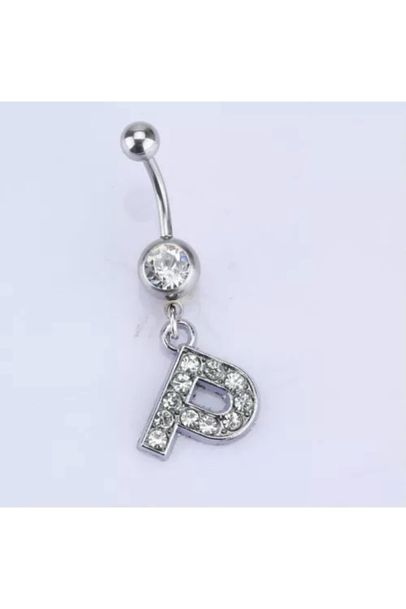 A-U Alphabet Anti-allergic Charm Navel Belly Button Ring Body Piercing Jewelry-P