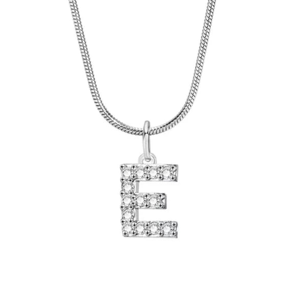 MATROOY A-Z Women Initial Necklaces, 26 Letters Alphabet Pendant with Snake Chain-E