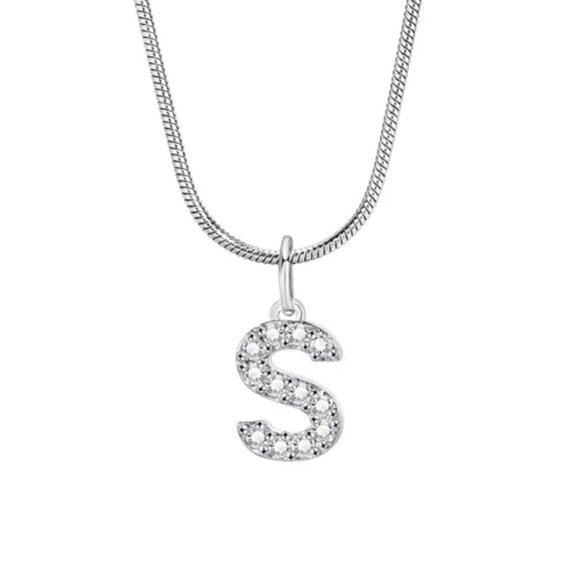 MATROOY A-Z Women Initial Necklaces, 26 Letters Alphabet Pendant with Snake Chain-S