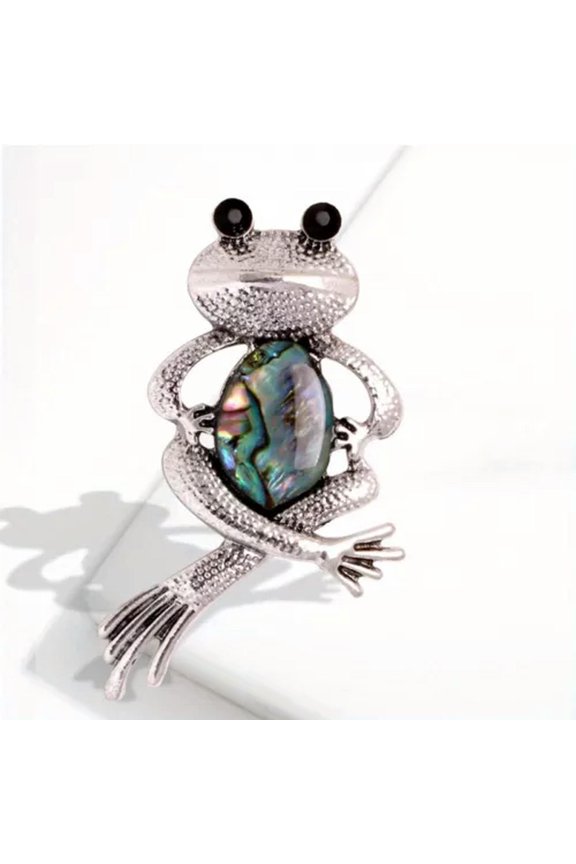 Abalone Shell Brooch Fashion Delicate Frog Male Corsage Clothing Accessories-silver
