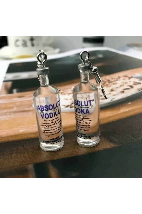 Absolute Vodka Mini Bottle Dangle Dangly Earrings