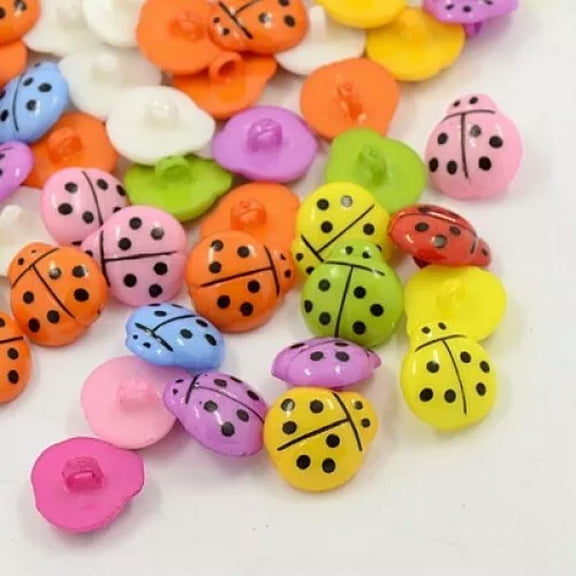 MATROOY Acrylic Sewing Plastic Buttons/Shank Buttons for DIY Handmade Ornament-(400pc) Ladybug, 14x13x3mm