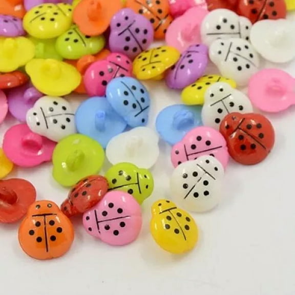 MATROOY Acrylic Sewing Plastic Buttons/Shank Buttons for DIY Handmade Ornament-(400pc) Ladybug, 16x15x4mm