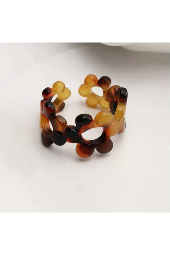Adjustable Small Flower Opening Ring Plastic Ring Finger Jewelry Gift Trendy-Ginger-Resizable