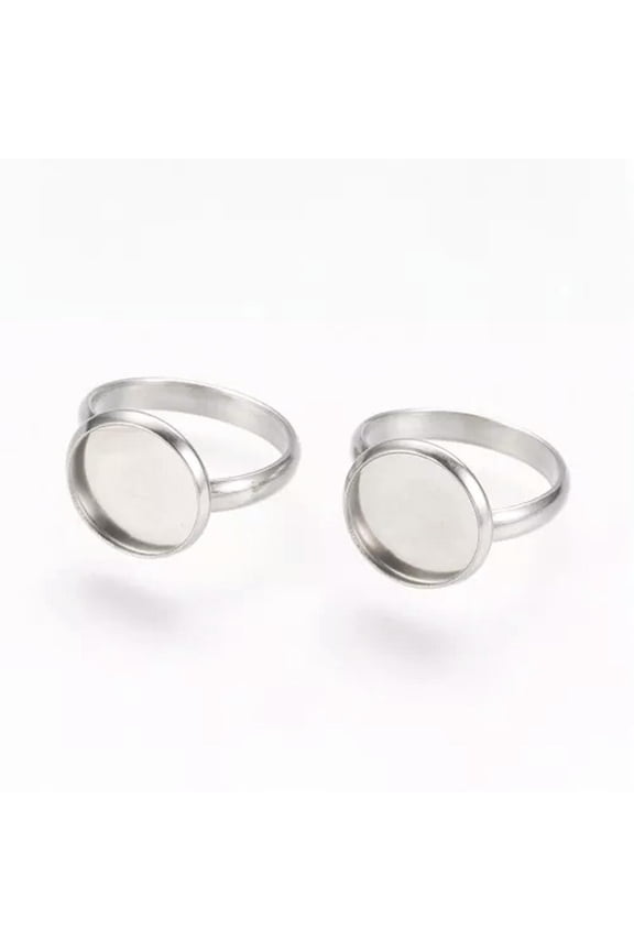 Adjustable Stainless Steel Finger Rings Blank Base Pad Ring Setting 10-20mm-Tray: 12mm (10pcs)