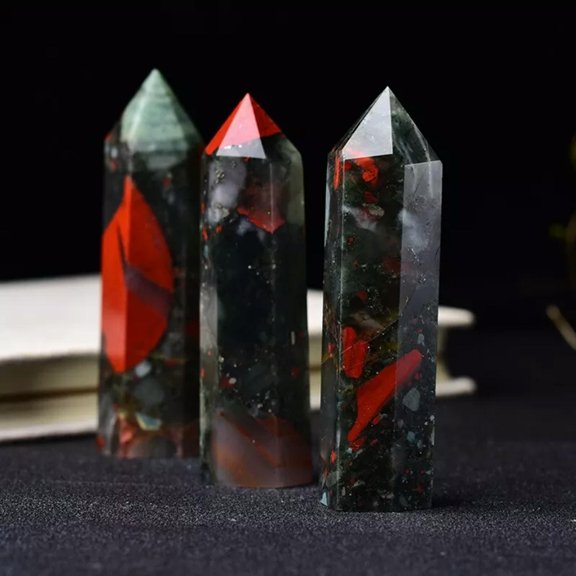MATROOY African Bloodstone Healing Crystal Tower Point Wands Reiki Obelisk Mineral Rocks