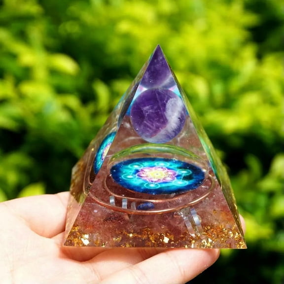 MATROOY Amethyst Crystal Sphere Pyramid Strawberry Crystal Chakra Energy Orgone Stone