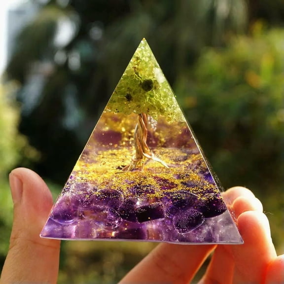 MATROOY Amethyst Gemstone Orgone Pyramid Healing Energy Generator Reiki Large Orgonite