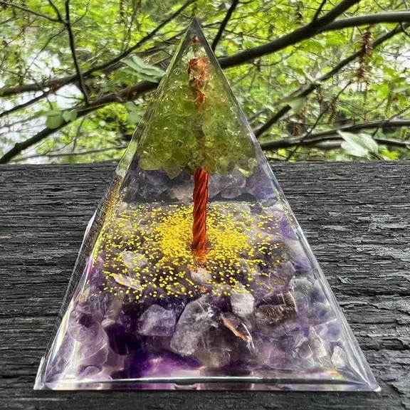 MATROOY Amethyst Gemstone Orgone Pyramid Healing Energy Generator Reiki Large Orgonite