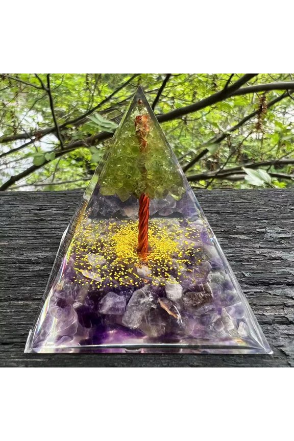 Amethyst Gemstone Orgone Pyramid Healing Energy Generator Reiki Large Orgonite