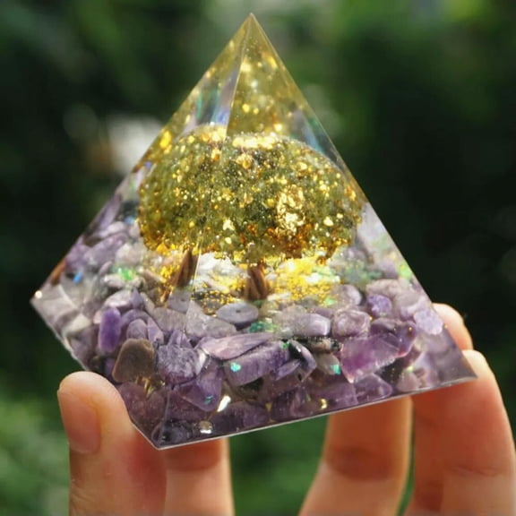 MATROOY Amethyst Gemstone Orgone Pyramid Healing Energy Generator Reiki Large Orgonite