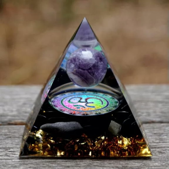 MATROOY Amethyst Sphere Obsidian Orgone Pyramid EMF Protection Energy Generator-Amethyst balls and obsidian