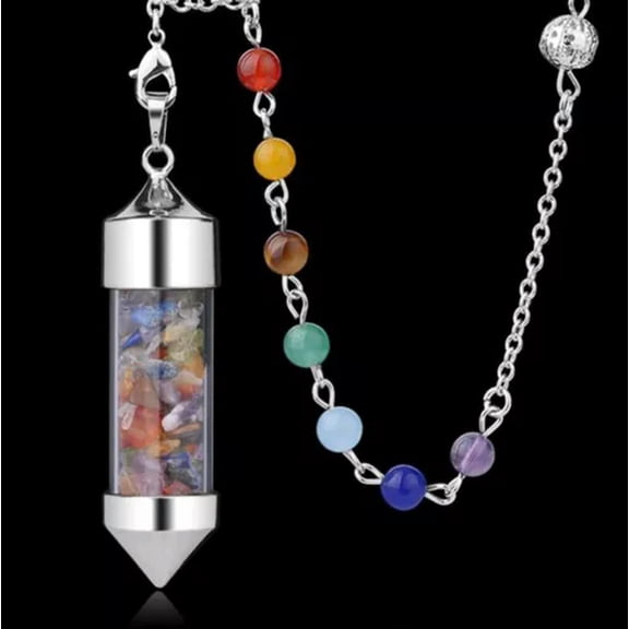 MATROOY Amethyst Stone Bottle Chakra Pendulum Prism Magic Wand Energy Reiki Healing-7 Chakra