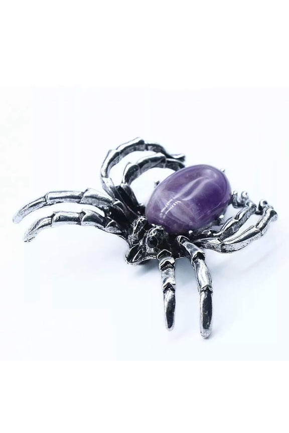 Amethyst Stone bead Energy Reiki Chakra spider Luck Amulet Pendant Brooch