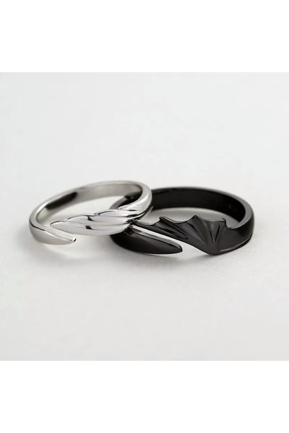 Angel And Demon Couple Ring A Pair Of Men's And Women's Plain Ring Engraved