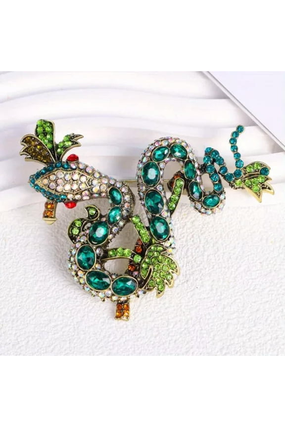 Animal Snake Brooch Retro Personality Fashion Snake Pin Alloy Accessory Corsage-green