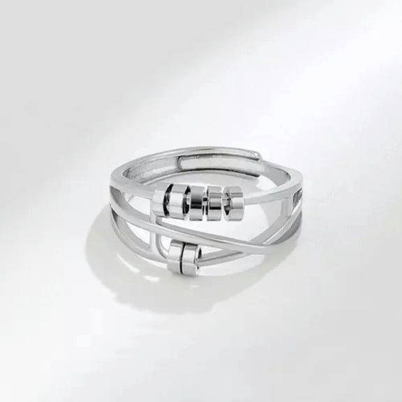 MATROOY Anti-anxiety Spinner Fidget Rotating Rings Men Women Band Stainless Steel Ring-silver