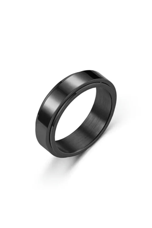 Anti-anxiety Spinner Fidget Rotating Rings Men Women Band Stainless Steel Rings!-black-11