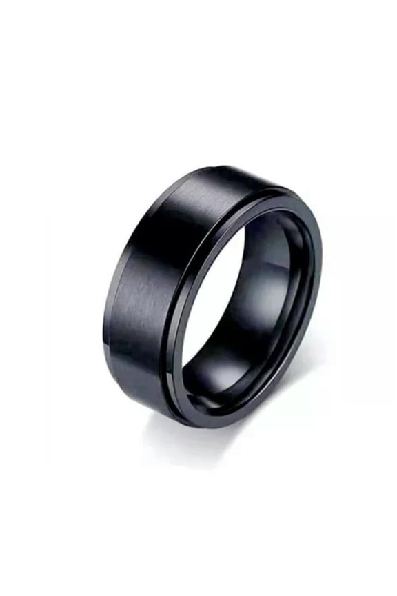 Anti-anxiety Spinner Fidget Rotating Rings Men Women Band Stainless Steel Rings-black-13