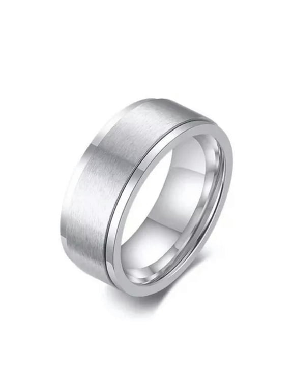 Anti-anxiety Spinner Fidget Rotating Rings Men Women Band Stainless Steel Rings-silver-13