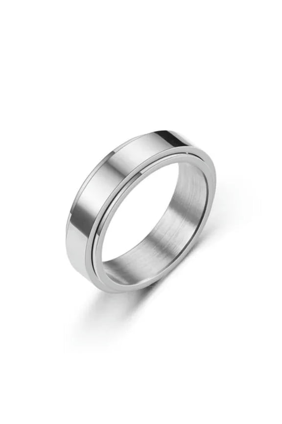 Anti-anxiety Spinner Fidget Rotating Rings Men Women Band Stainless Steel Rings!-silver-9